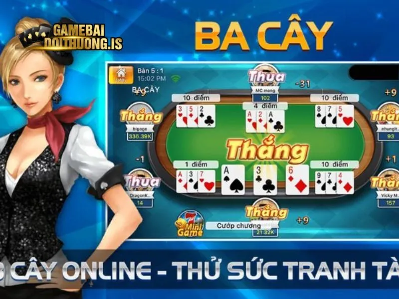 Bàn chơi bài 3 cây V8 có rất đông người tham gia