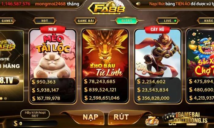 Nổ hũ Fa88 trúng jackpot siêu lợi nhuận