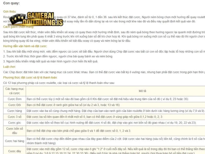 Luật chơi cò quay tại VIN