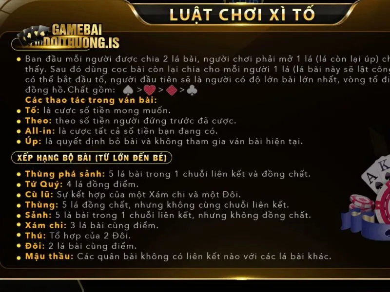 Luật chơi xì tố hay bởi quy tắc cược nhiều vòng