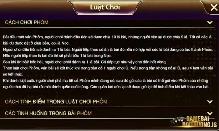 Luật chơi chi tiết Phỏm Sunwin 