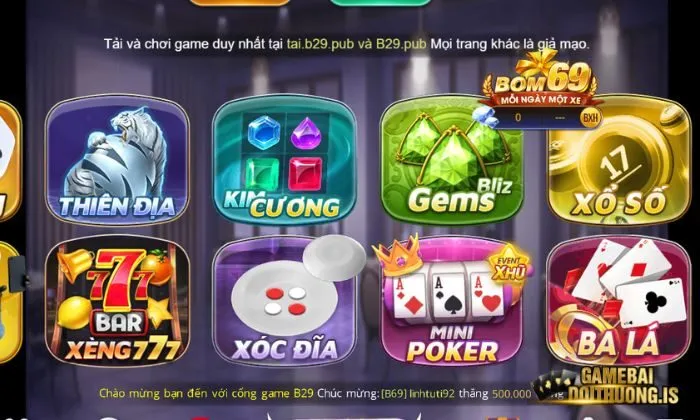 Các sản phẩm game bài có tại B29