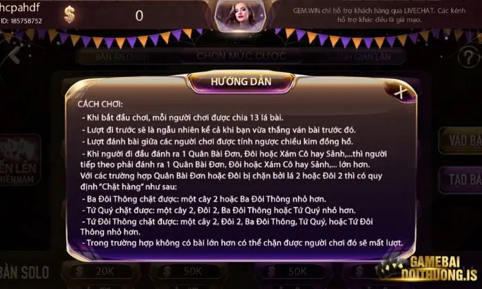 Cách chơi hấp dẫn tại Tiến Lên Miền Nam Gemwin